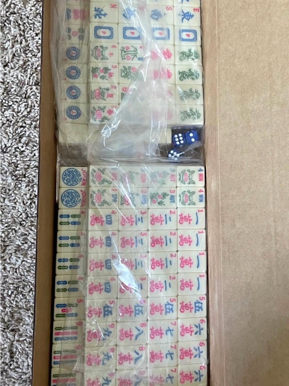 American Mahjong Set - Cream with Pink & Blue Accents